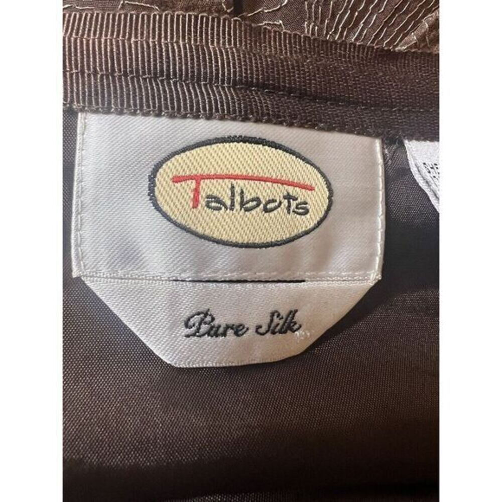 Talbot Women 10 Brown Silver Metallic Thread Silk Embroidery Pleated Swing Skirt - Picture 7 of 8